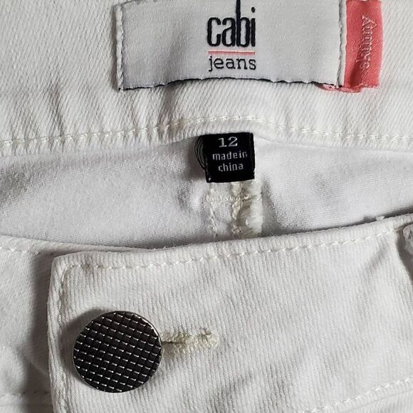 Cabi White Skinny Jeans Size 12 Women's Stretch Cotton Blend Pants Style #6073 - Picture 6 of 8